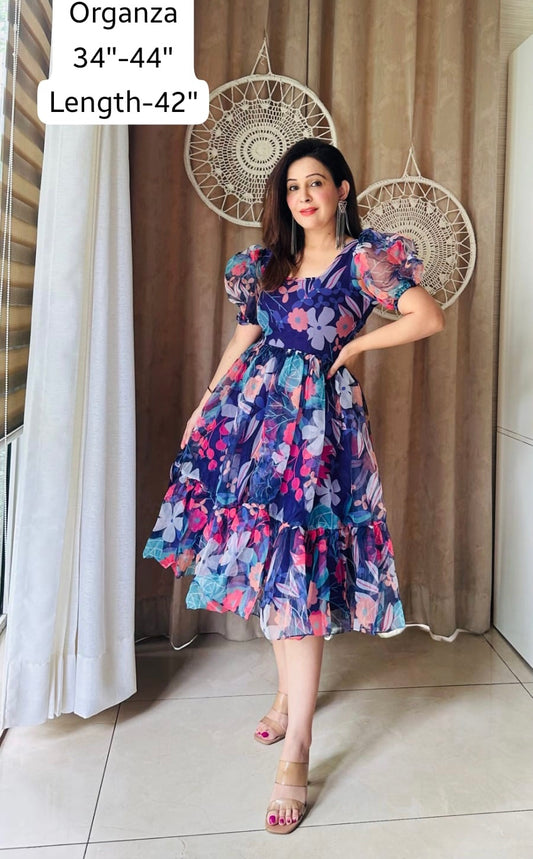 Vaniya blue organza saree