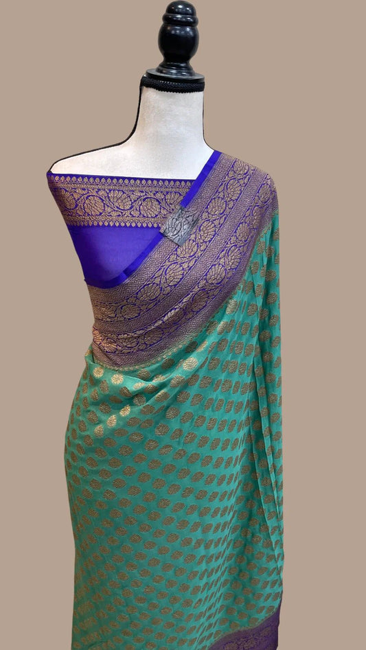 Rubila Banarsi handloom gorgette saree