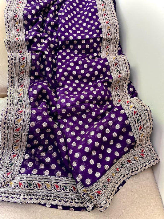 Anvesha khaddi gorgette saree Indian sari