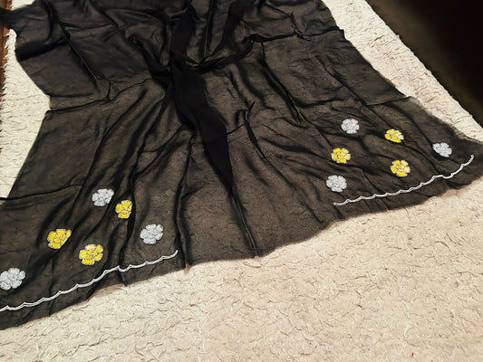 Sequins black hot organza saree