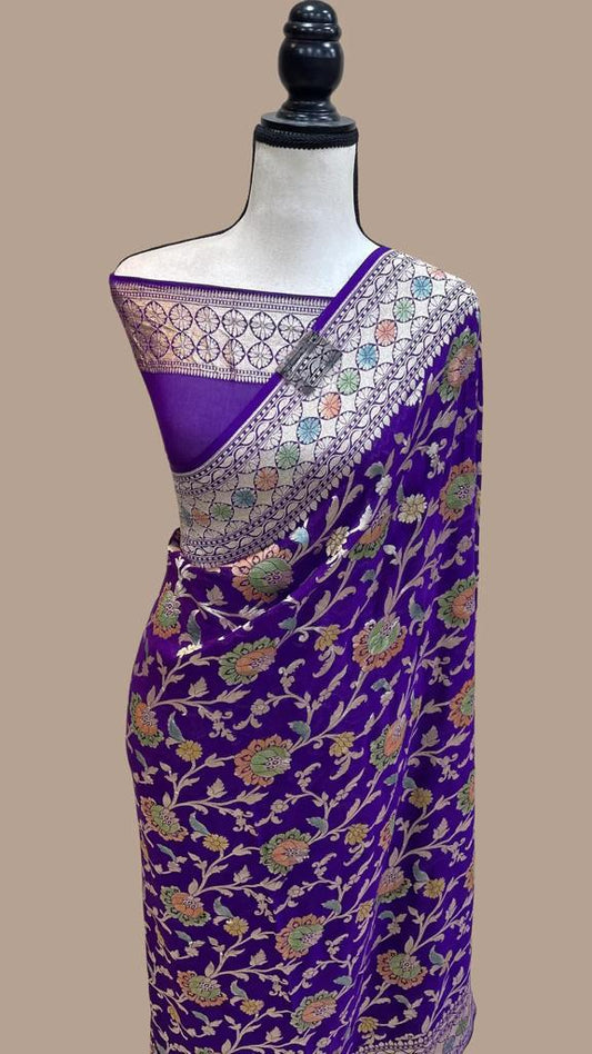 Aliva Banarsi handloom gorgette saree