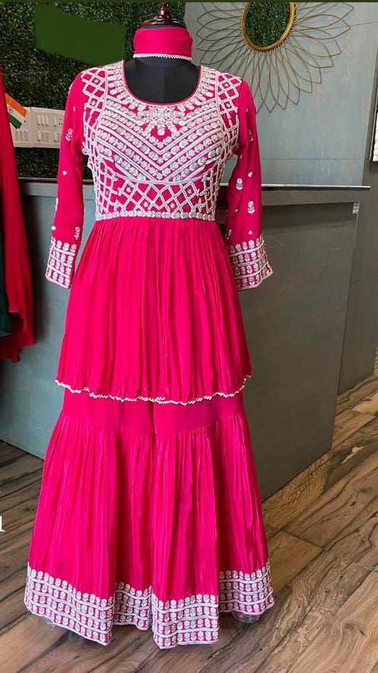 Pink peplum kurta styled dress