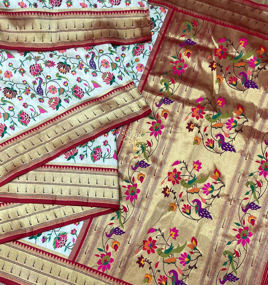 White muniya Banarsi handwoven saree