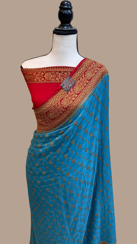 Andila khaddi gorgette Indian saree