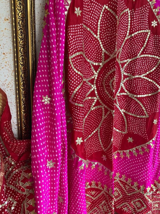 Pink Gajji silk embroidered Dupatta