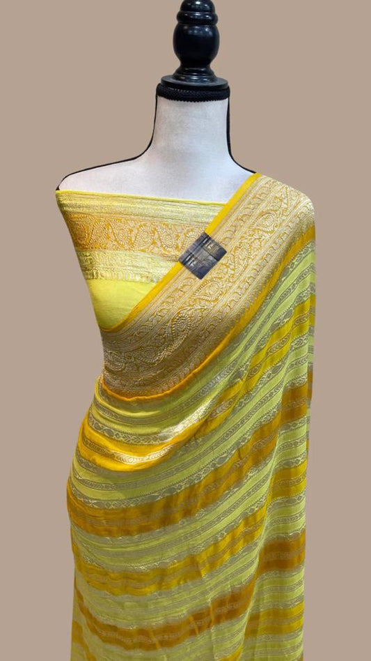 Striped inspired ramika gorgette sarees