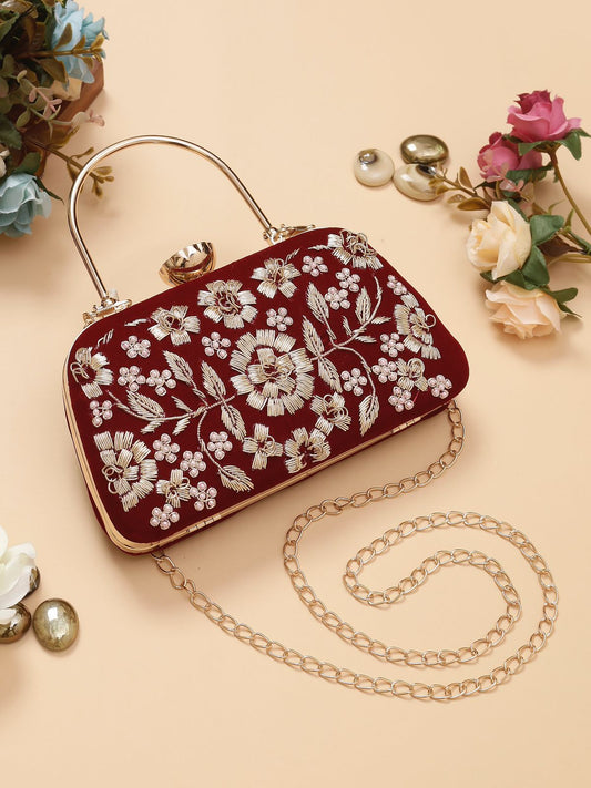 Wahida embroidered clutch purse
