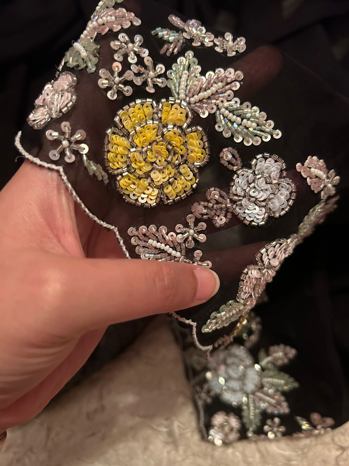 Sequins black hot organza saree