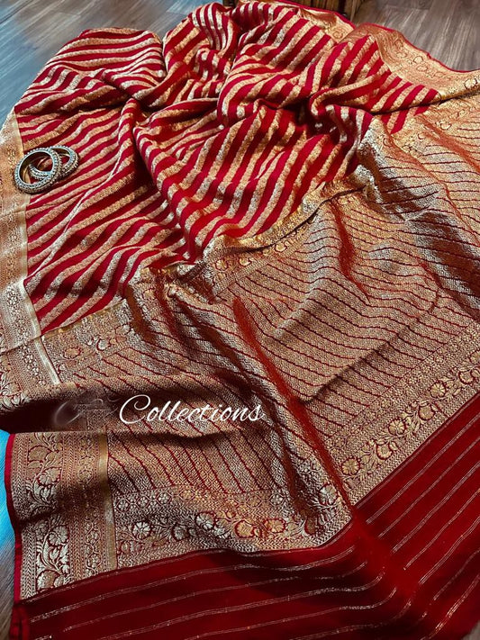 Striped antique Banarsi handloom saree
