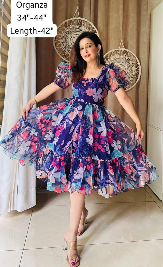 Vaniya blue organza saree