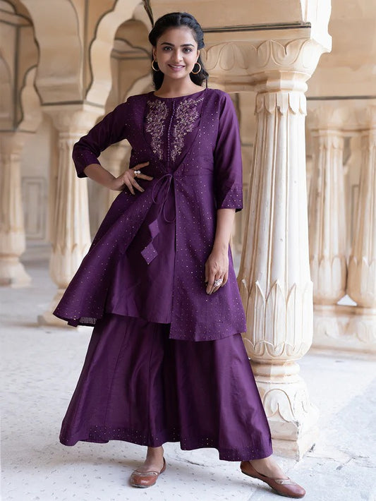 Trendy purple sharara set