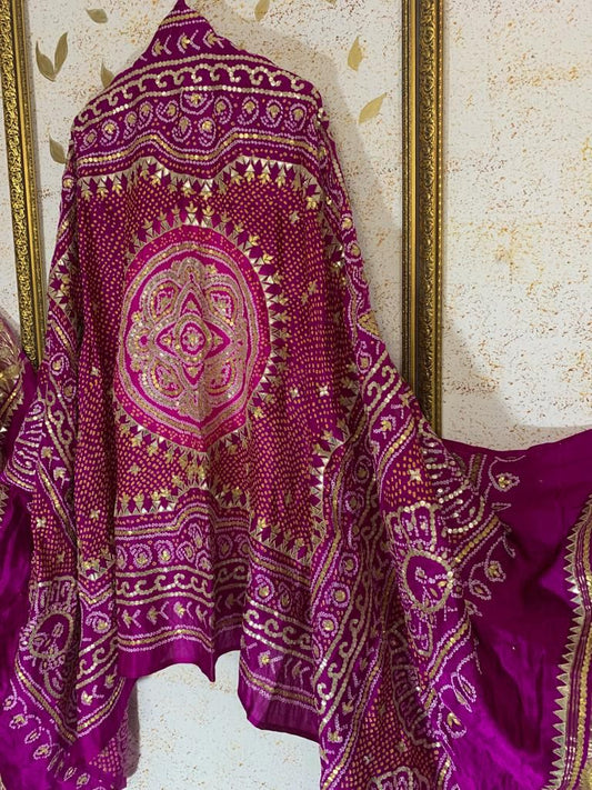 Gajji silk bandhej Dupatta