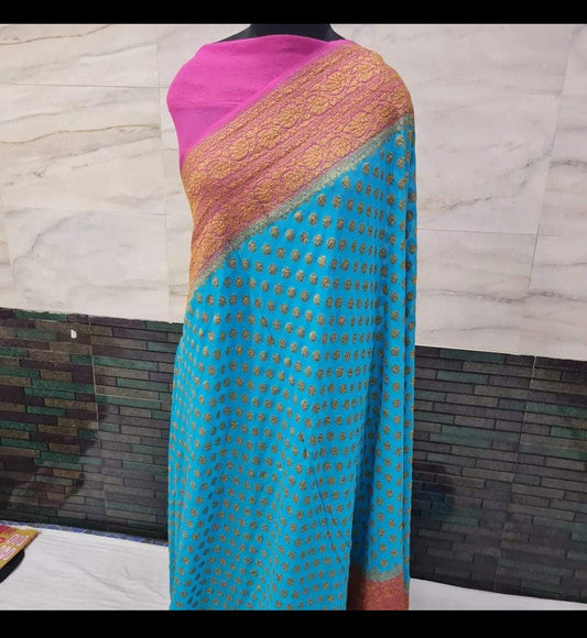 Noorjaha handloom gorgette saree