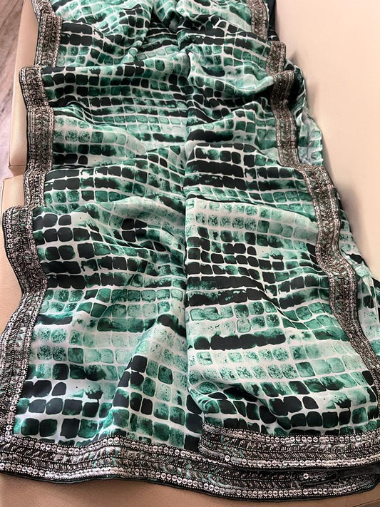 Satin marble print saree