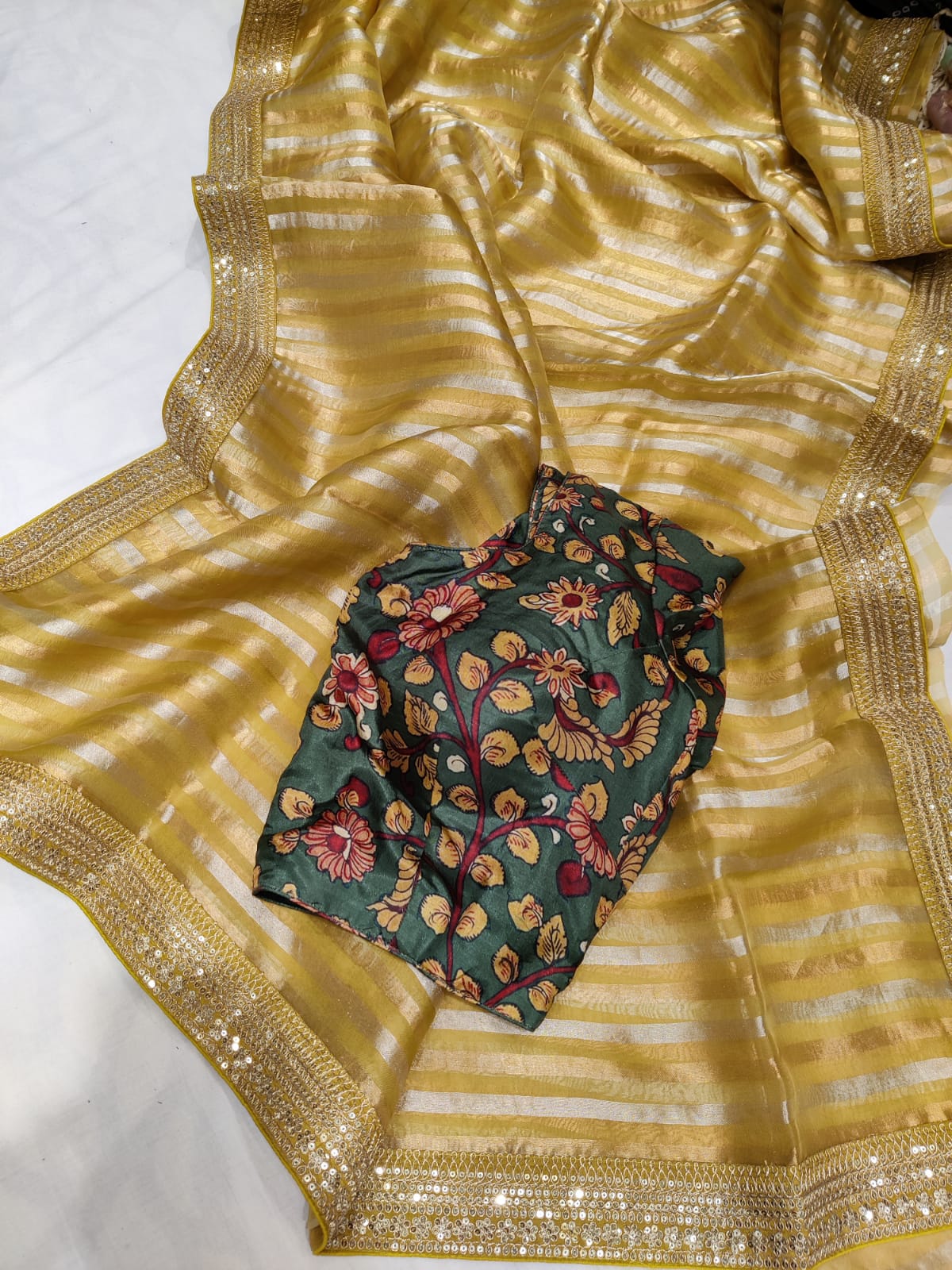 Kalamkari inspired organza saree
