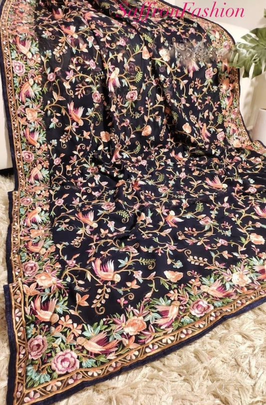 Parsi inspired embroidered saree