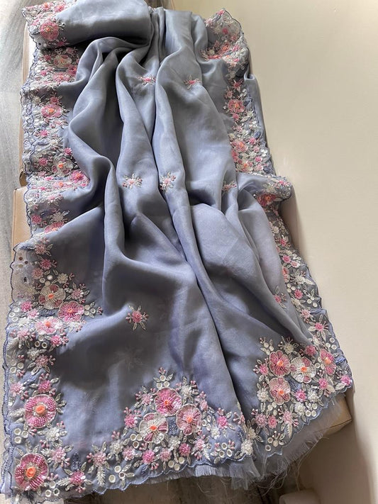 Laisha organza sequence reception saree