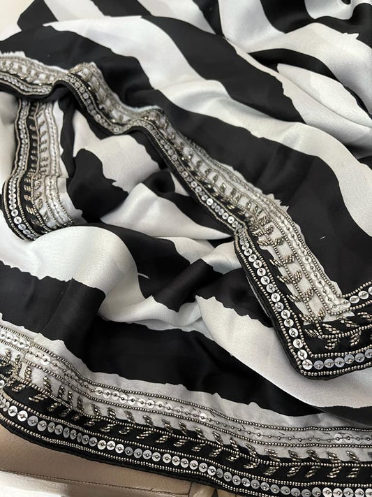 Satin striped trendy saree