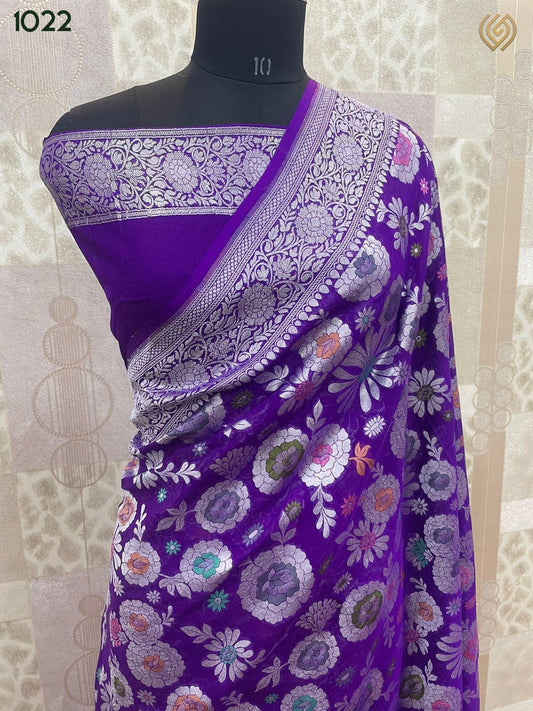 Purple tifli jangla saree