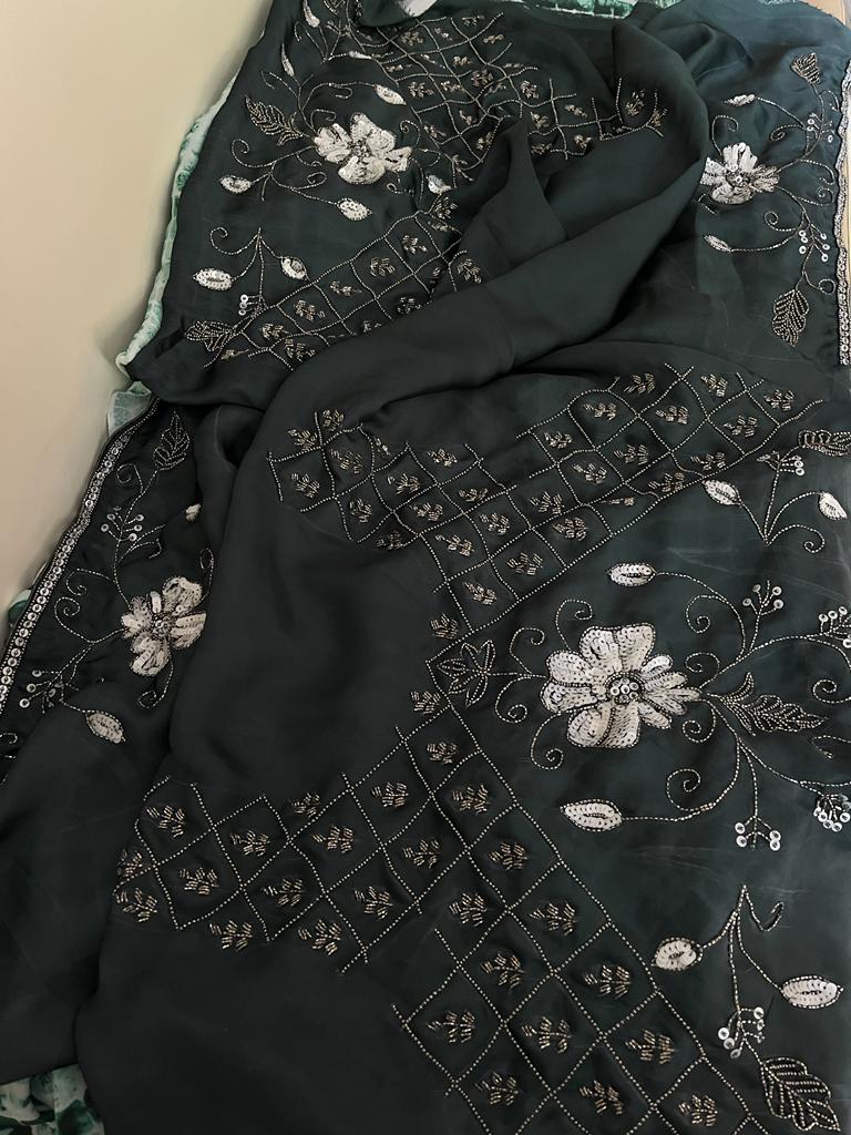 Satin marble print saree