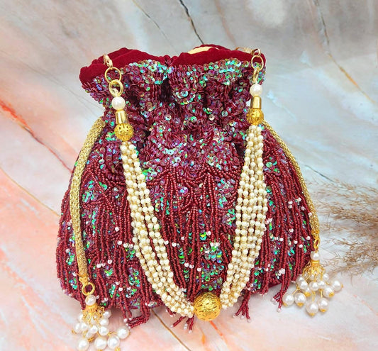 Maroon designer potli bridal potli wedding potlis