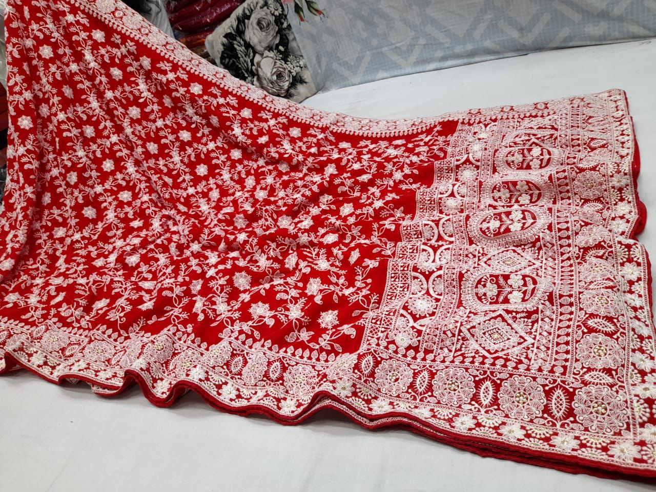 Anas Lucknowi gorgette saree