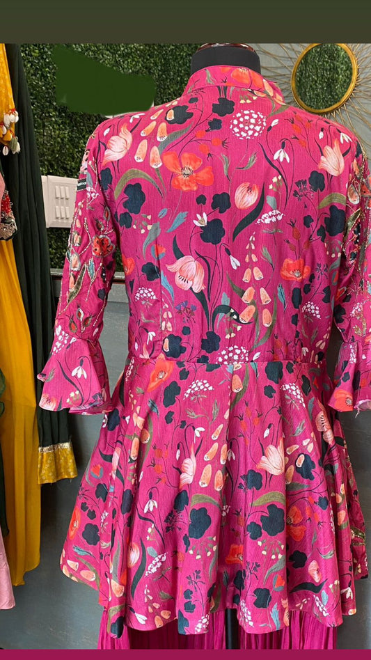 Pink indowestern peplum dress