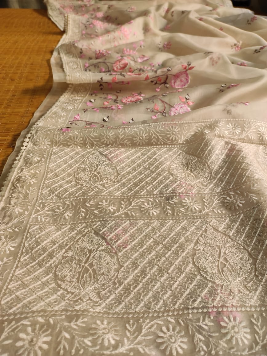 Raisha organza silk embroidery saree