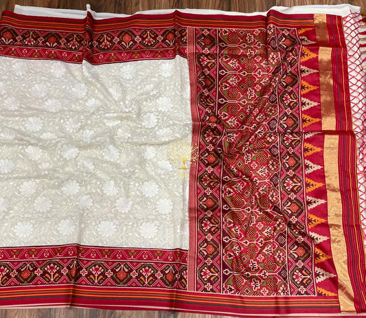 Patola inspired chikankari saree