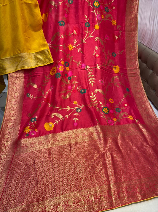Naveli Meenakari floral saree
