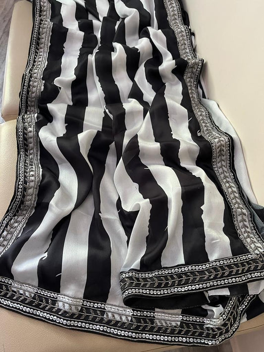 Satin striped trendy saree