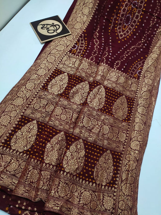 Bandhani banarsi gorgette saree