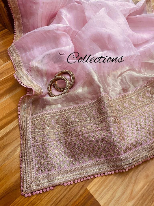 Tiara organza striped saree