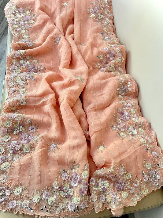 Venus sequence zardosi partywear saree