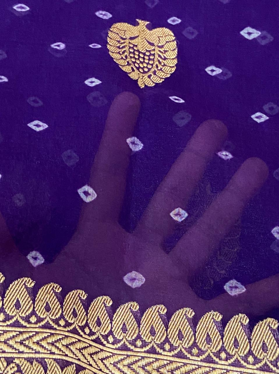 Purple Banarasi organza saree