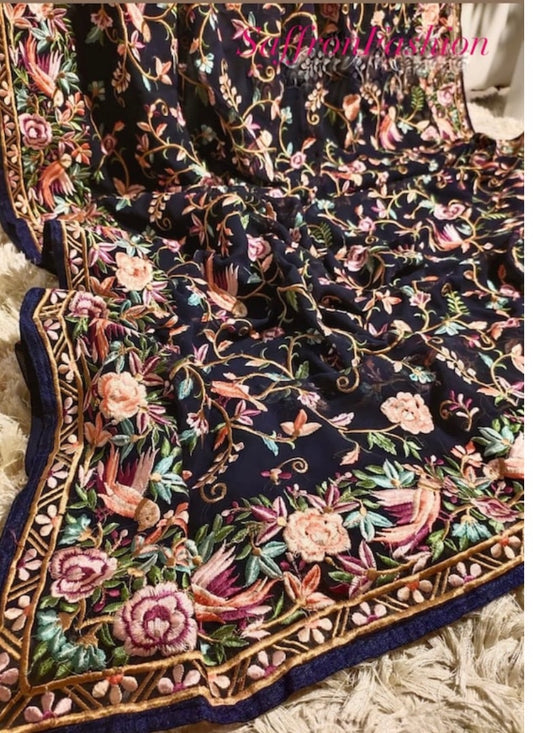 Parsi inspired embroidered saree