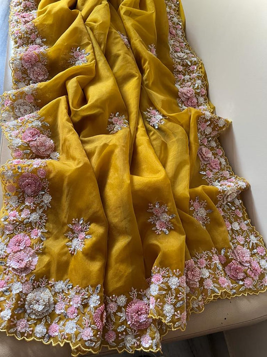 Laisha organza sequence reception saree