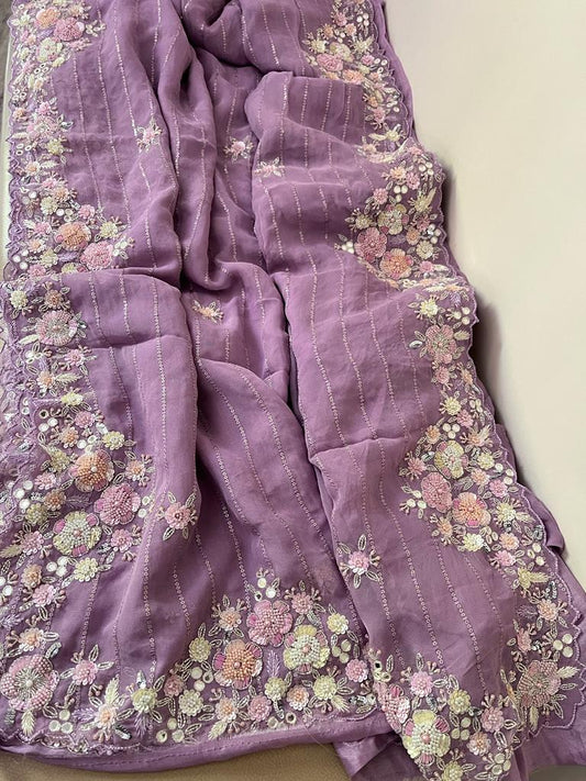 Venus sequence zardosi partywear saree