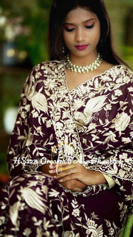 Derby Parsi inspired embroidery saree