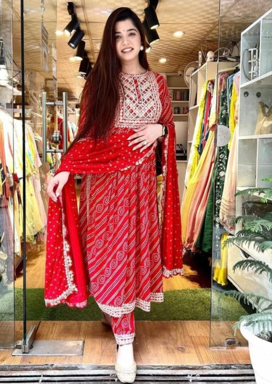 Sindhara red Kurti set