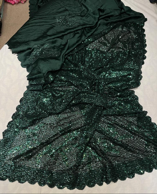 Sequence satin partywear saree