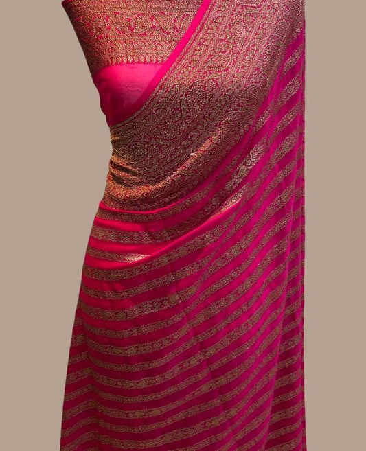 Striped khaddi gorgette saree