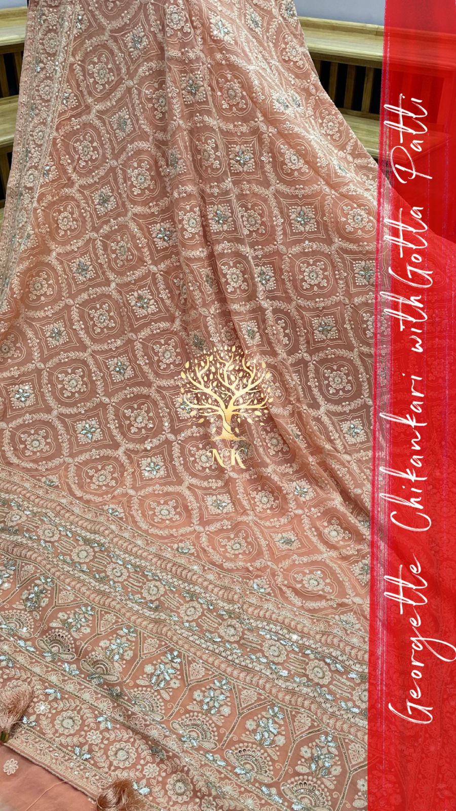 Monisha chikankari gorgette saree