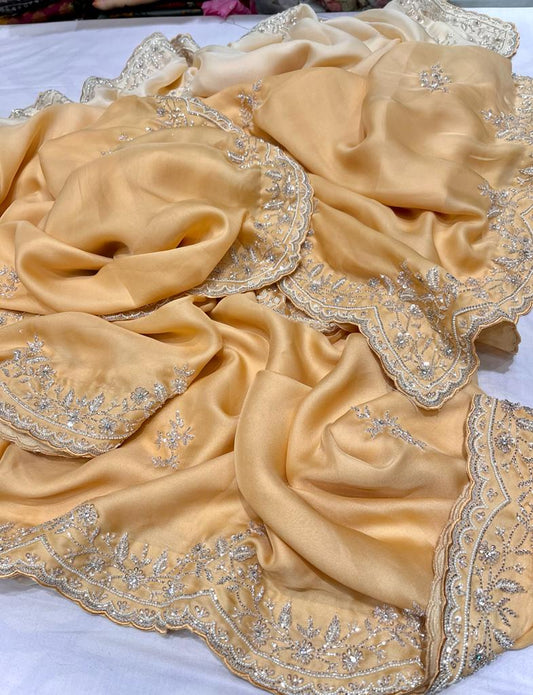 Satin shaded partywear saree