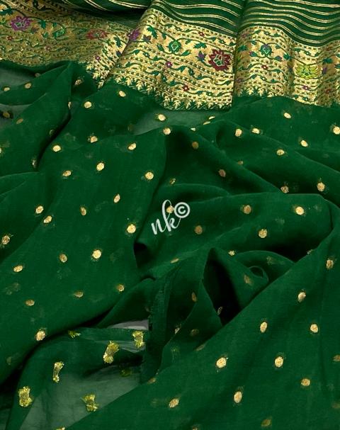 Nirbah woven gorgette khaddi saree