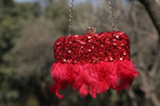 Valentine hot feather clutch Partywear clutch bag bridal clutch purses