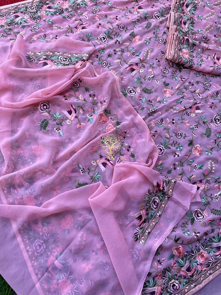 Floral Parsi inspired saree