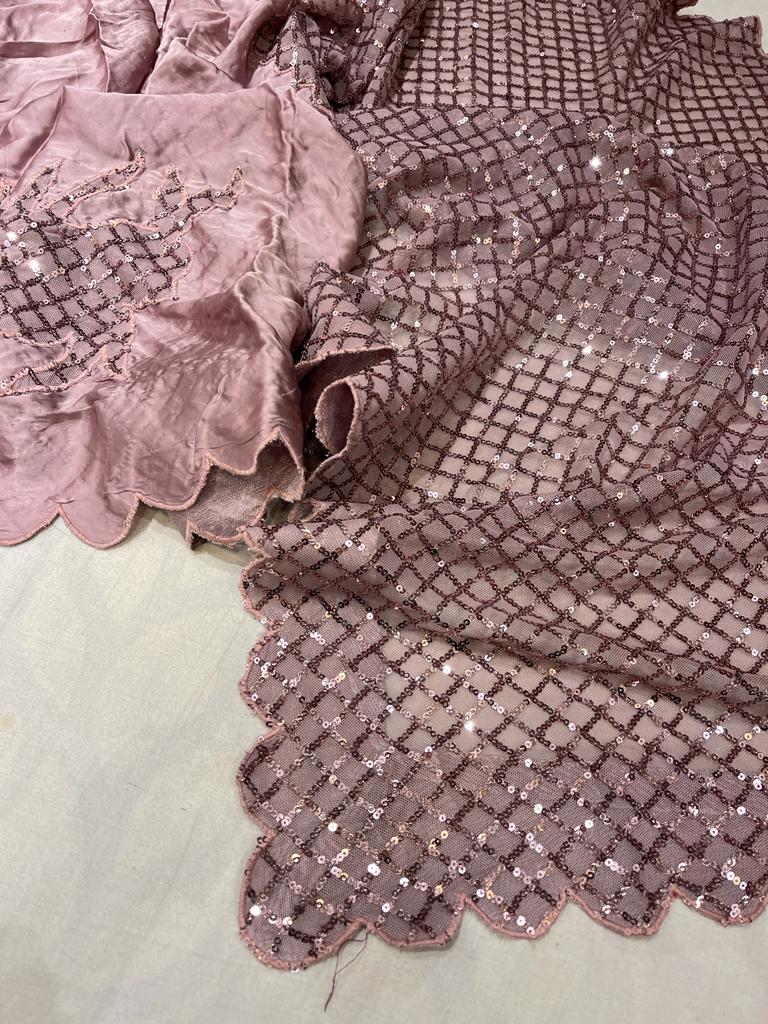 Sequence satin partywear saree