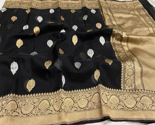 Black banarsi saree
