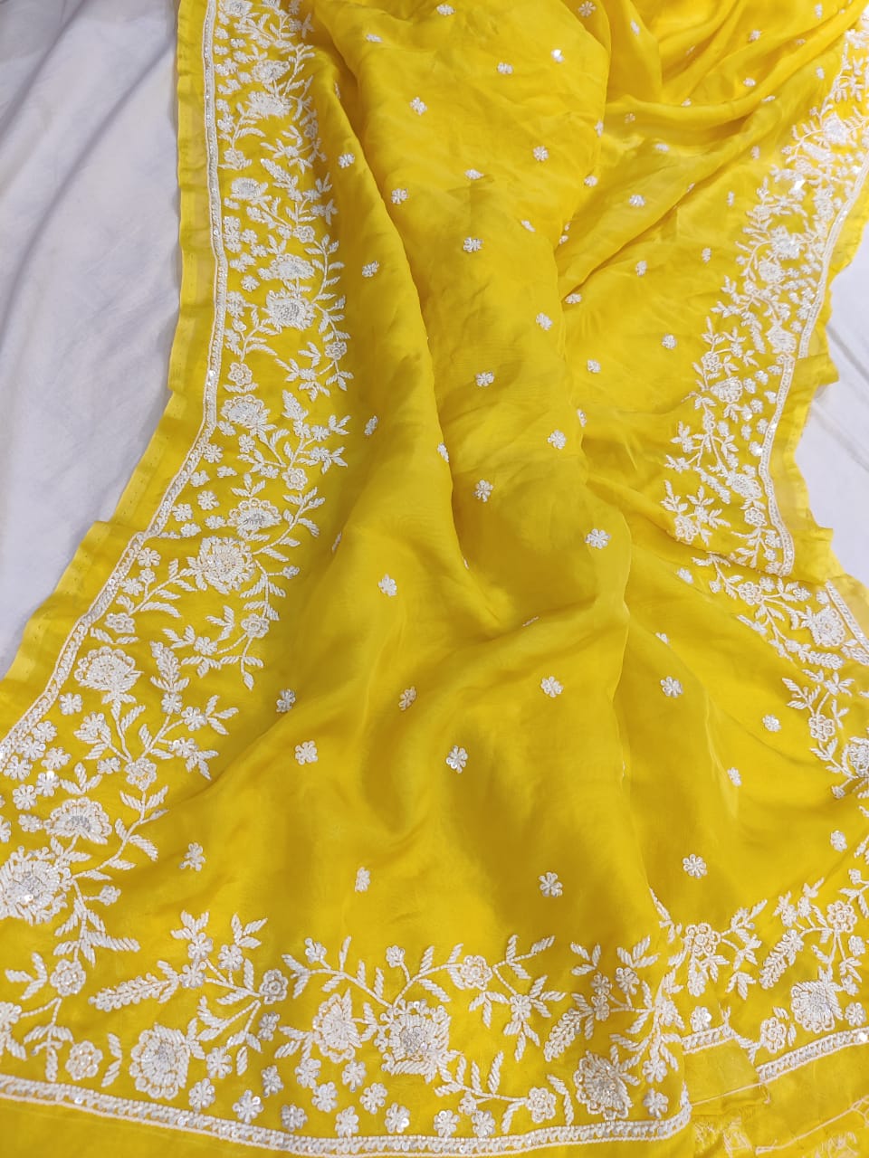 Madhavi zardosi organza saree